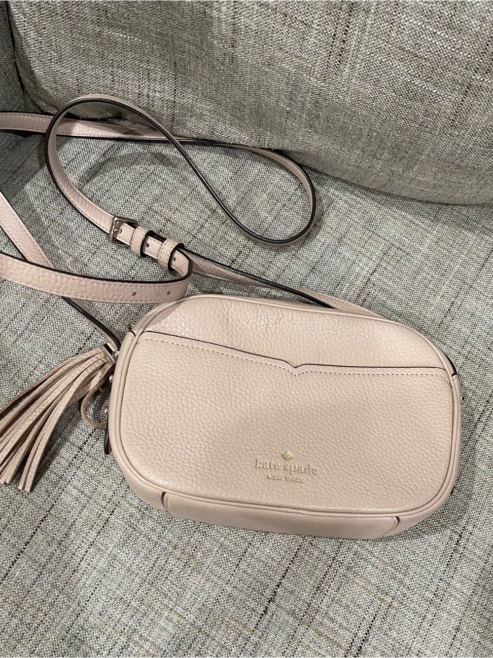 kate spade Pale Pink Pebbled Leather Crossbody with Tassel